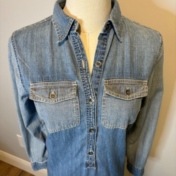 Chaps, Women's Denim Ombre, Long Sleeve, Button Top, Collared Midi Dress, SZ XS - Picture 3 of 7